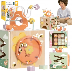 Klasická dřevěná vzdělávací kostka 5v1