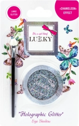 Gelové oční stíny s holografickými třpytkami a štětcem Lukky