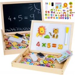 Dřevěná oboustranná magnetická a křídová tabule s příslušenstvím