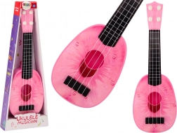 Ukulele pro děti Mini kytara 4 struny motiv broskvě růžová