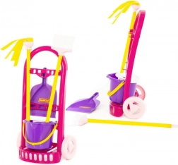 Dětský úklidový vozík Palau s kyblíkem, smetáčkem a mopem