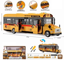 Auto na montáž školní autobus (48 dílů)