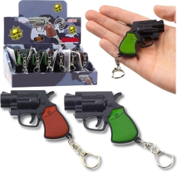 Mini brelok ve tvaru pistole s LED světlem a laserem 6,5 cm