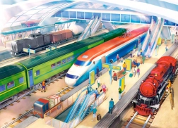 Puzzle 100 dílků Vlakové nádraží