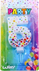 Párty svíčka číslo 5 s puntíky