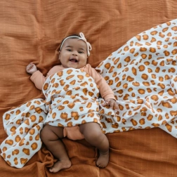 Tommy Lise bavlněná mušelínová plena bílý leopard 120 × 120 cm