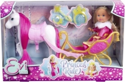 Lalka Evi Love princeznovská jízda na saních s koníkem
