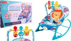 Lehátko a houpátko s vibracemi modré lev