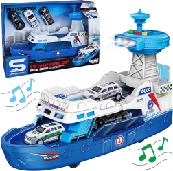 interaktivní policejní hlídková loď 1:16 + 3 kovová autíčka – Woopie