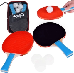 Dřevěné pálky na ping-pong s 3 míčky
