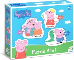 Puzzle Prasátko Peppa – rodina 3v1 (2, 3 a 4 dílky) DODO