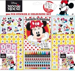 Samolepkový set s omalovánkami a voskovkami Minnie – 500 ks