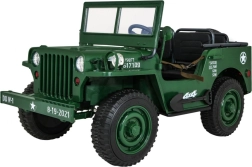 retro vojenské dětské auto pro 3 děti zelený jeep willys 4x4