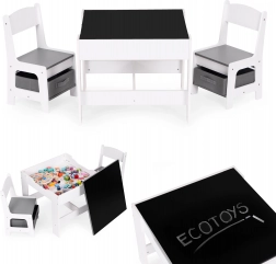 Dětský nábytkový set - stůl a 2 židle s tabulí ECOTOYS