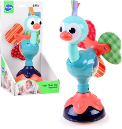 Kouzelná pávová chrastítko s přísavkou pro miminka