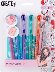 Tetovací sada s voňavými gelovými pery a šablonami, 6 barev
