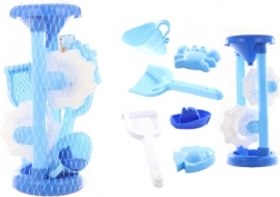 Dětský modrý mlýnek na písek a vodu s bábovkami