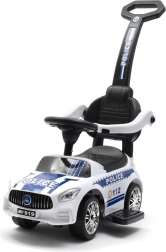 Dětské odrážedlo s vodicí tyčí a zvuky POLICE – bílé
