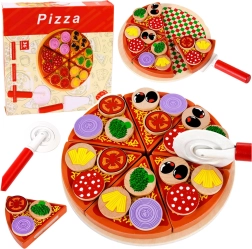 Dřevěná krájecí pizza na suchý zip s doplňky