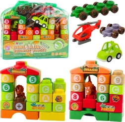 Stavebnice pro děti dinosauři s písmeny a čísly v tašce 91 dílů