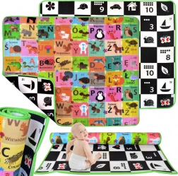 Humbi pěnová oboustranná edukační podložka šachovnice, polská abeceda a číslice 180 × 150 × 1,5 cm