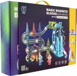 Magnetická kuličková dráha 80 dílků se světlem a hudbou
