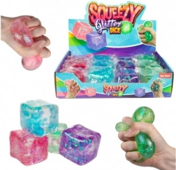 Antistresová mačkací třpytivá kostka 6 × 6 cm