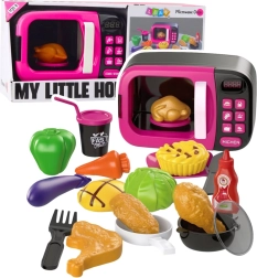 Dětská mikrovlnná trouba s příslušenstvím, světly a zvuky – růžová