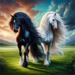 Diamantové malování Černá a bílá 30 × 40 cm