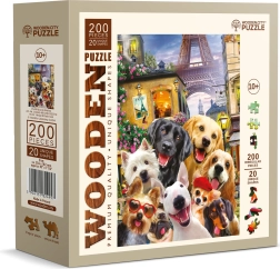 Dřevěné puzzle štěňata v Paříži 200 dílků WOODEN CITY