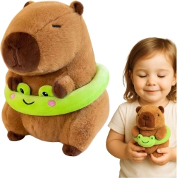 Plyšová kapybara se zeleným kruhem s žabkou 20 cm