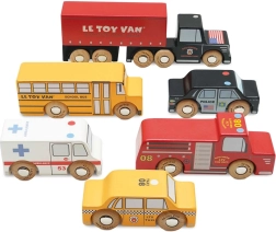 Dřevěná autíčka new york – sada 6 ks Le Toy Van