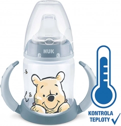 Kojenecká láhev NUK Medvídek Pú s kontrolou teploty 150 ml šedá