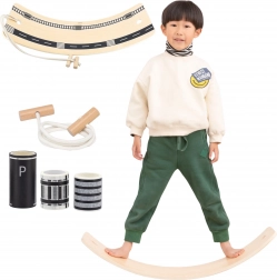 Dřevěná balanční deska Viga s lanem a silnicí