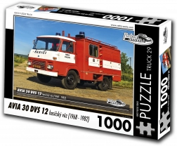 Puzzle Retro-auta Truck AVIA 30 DVS 12 hasičský vůz 1000 dílků