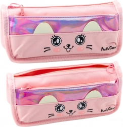 Školní penál s motivem kočky růžový