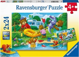Puzzle Medvědí rodina kempuje 2×24 dílků RAVENSBURGER