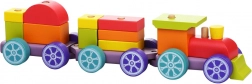Duhový vláček s dvěma vagony - dřevěná skládačka