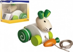 Tahací dřevěný zajíček s mrkví pro první krůčky