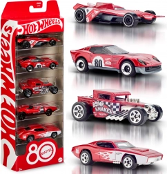 Hot Wheels Mattel rubínově červená kolekce 5 autíček k 80. výročí