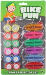 Barevné plastové doplňky na kolo – sada odrazek a ozdobných koleček
