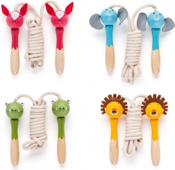 Skákací šňůry pro děti s dřevěnými zvířecími rukojeťmi