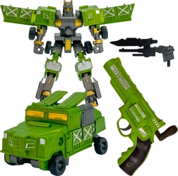 Woopie zelený transformující bojový robot 3v1 s vozidlem a vystřelovačem pěnových šipek