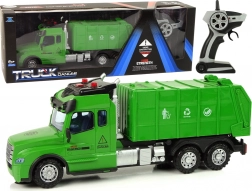 Zelené dálkově ovládané auto na odpadky s osvětlením a zvuky 2,4G