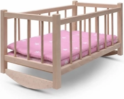 Dřevěná postýlka kolébka pro panenky Baby Mix stars pink - 1 kus