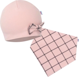 Dojenecká čepička a nákrčník NEW BABY Missy růžová