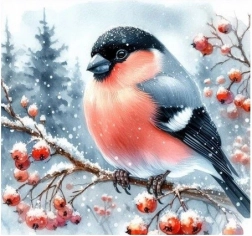 Diamentová mozaika Ptáci Zima - Kreativní Háčkování 30x40 cm