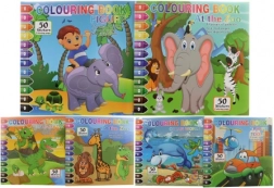 Omalovánky se samolepkami – malování podle čísel, 5 listů a 2 archy samolepek