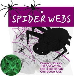 Svítící pavučina na Halloween s 20 pavouky Ruhhy