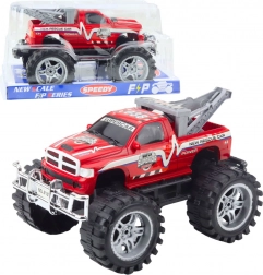 Záchranné terénní auto s tahačem, zadní pohon, červené 27 cm